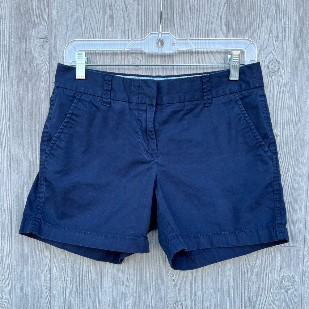 J Crew Factory Navy Chino Shorts Womens Size 2 Broken In Cotton Casual Summer